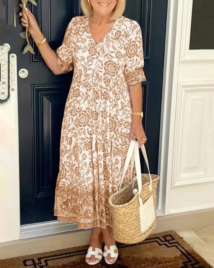 Keisha | Elegante vestido floral con cuello en V