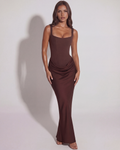 ADRIANA - VESTIDO MAXI BODYCON ESPALDA CRUZADA CHOCOLATE