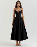 ANDREA - VESTIDO MIDI NEGRO CON CORSÉ Y BOLSILLOS