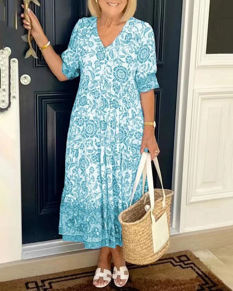 Keisha | Elegante vestido floral con cuello en V