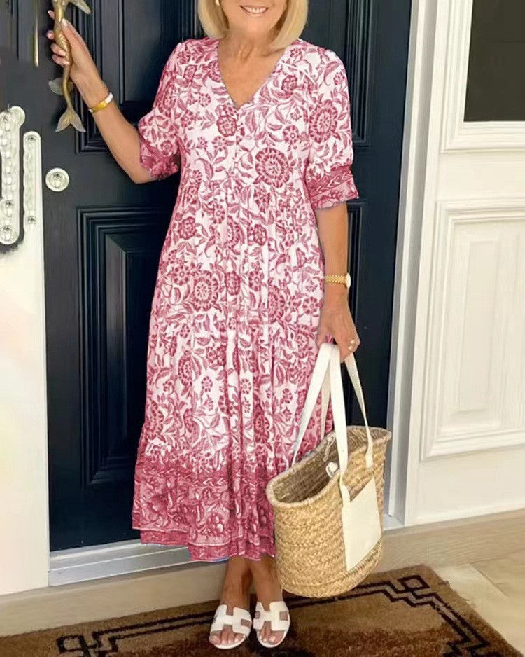 Keisha | Elegante vestido floral con cuello en V