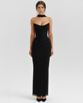 ALICIA - CONJUNTO MIDI DE MALLA CON FALDA MAXI NEGRO