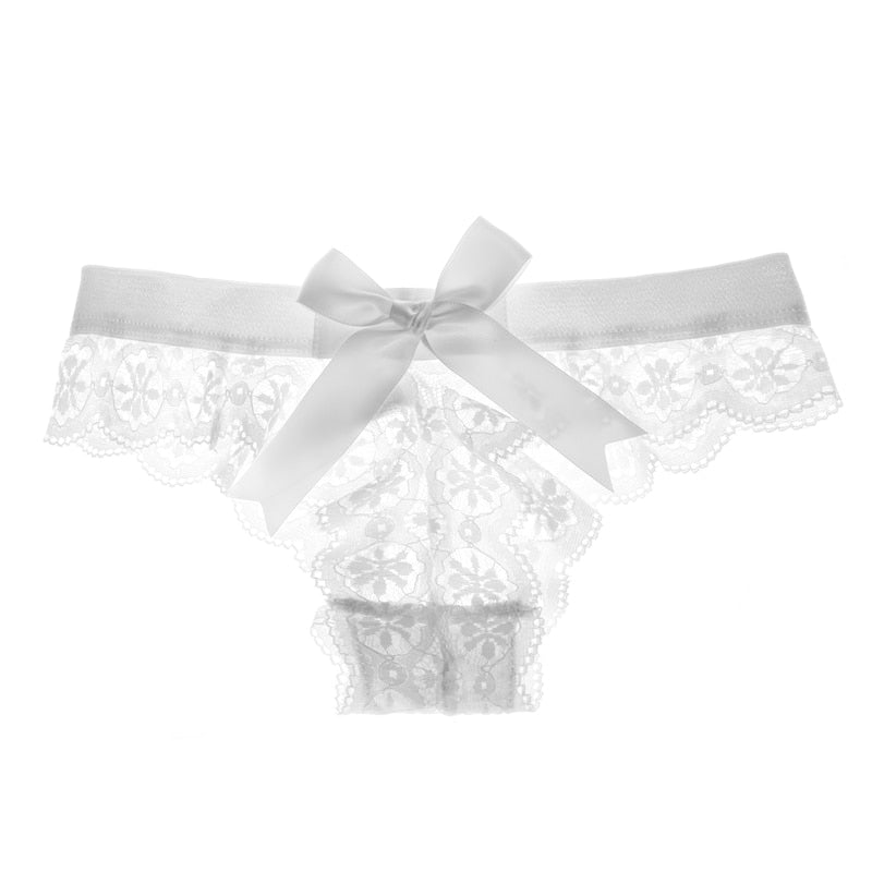 Tanga de encaje con lazo decorativo