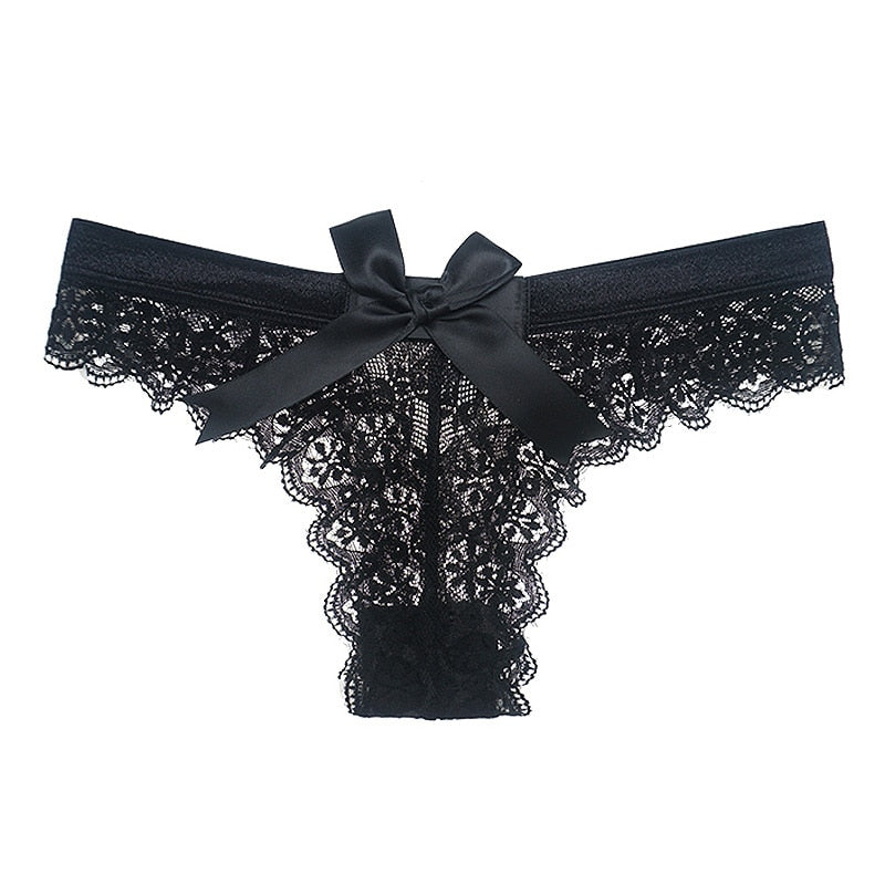Tanga de encaje con lazo decorativo