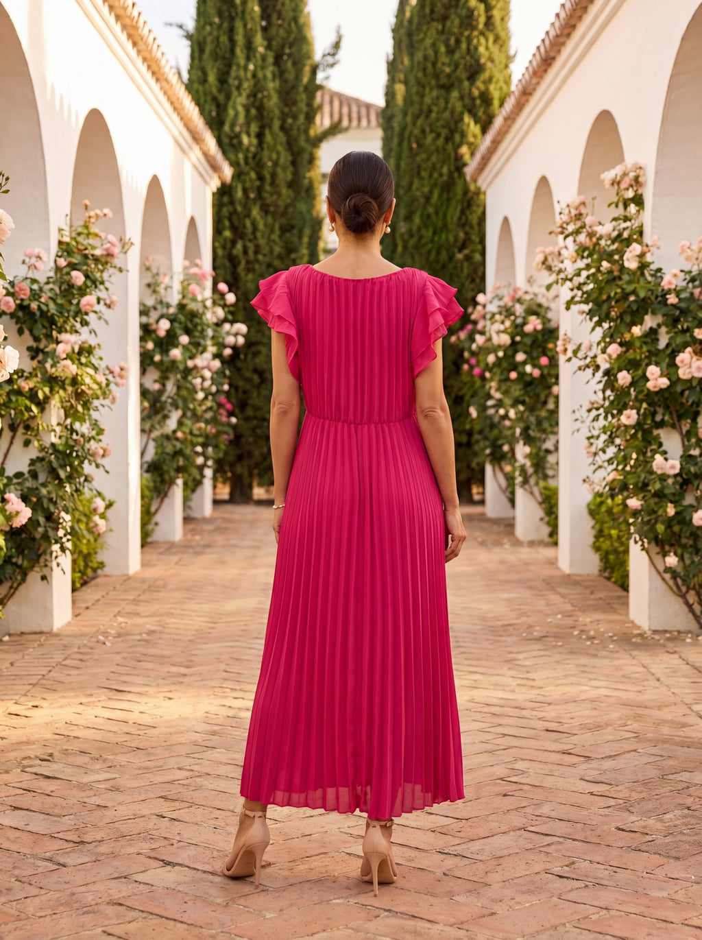 Seraphina | Elegante Maxi Vestido Plisado con Cintura Anudada