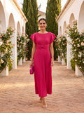 Seraphina | Elegante Maxi Vestido Plisado con Cintura Anudada