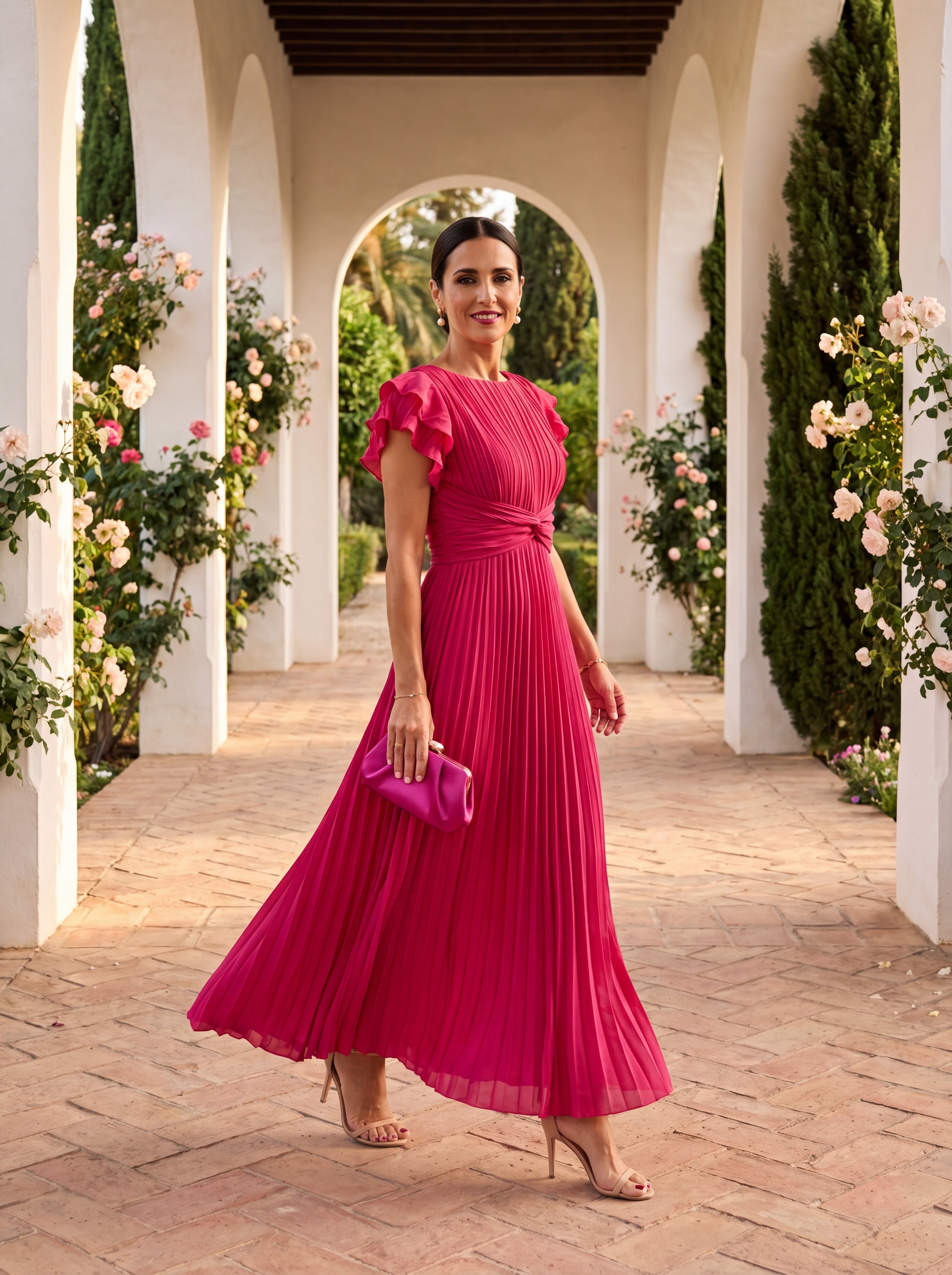 Seraphina | Elegante Maxi Vestido Plisado con Cintura Anudada