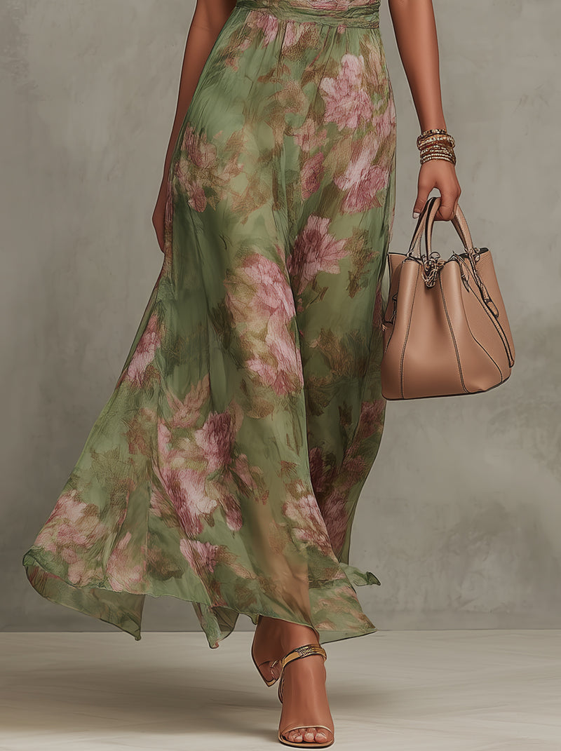 Livia | Maxi Vestido Halter Floral Elegante