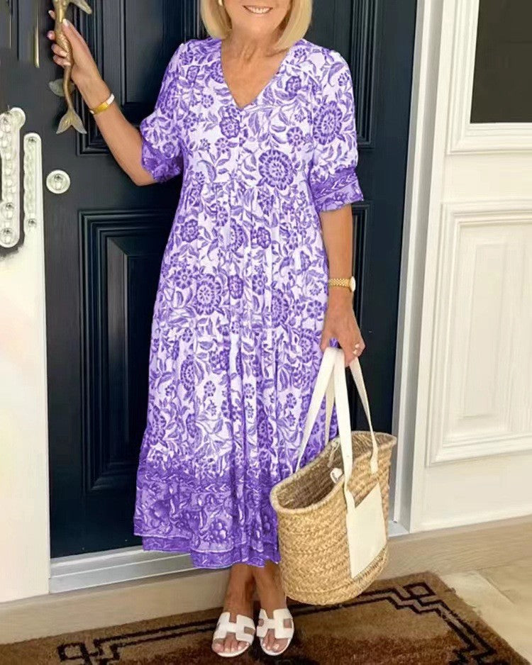 Keisha | Elegante vestido floral con cuello en V