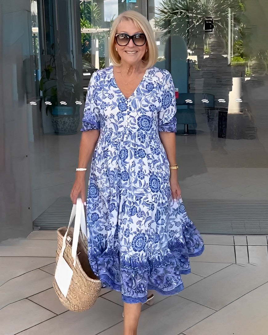 Keisha | Elegante vestido floral con cuello en V
