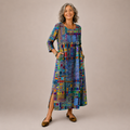 Manuela | Vestido Denim con Patchwork Étnico