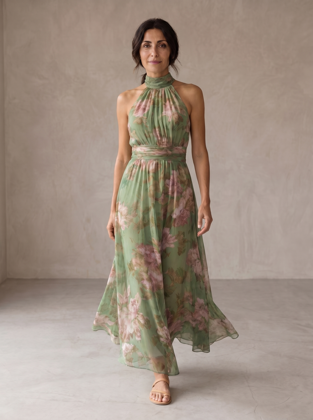 Livia | Maxi Vestido Halter Floral Elegante