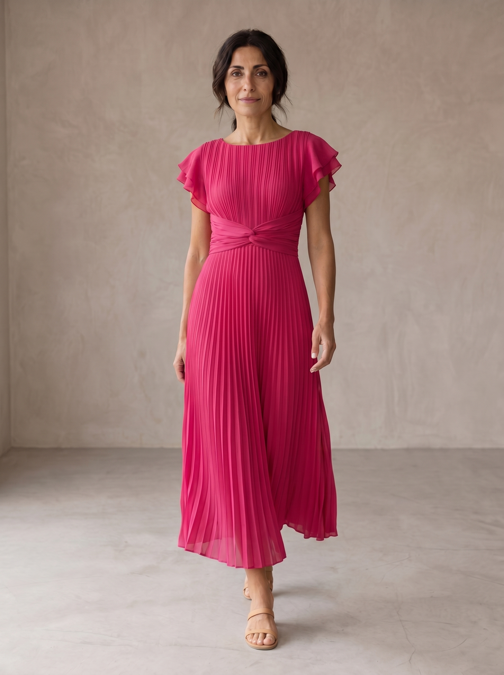 Seraphina | Elegante Maxi Vestido Plisado con Cintura Anudada