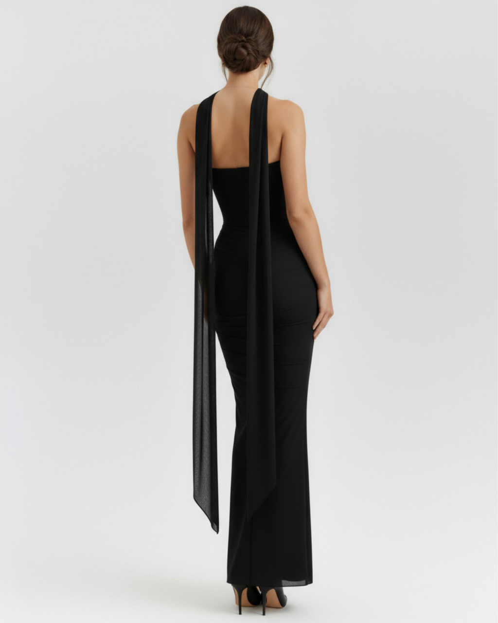 ALICIA - CONJUNTO MIDI DE MALLA CON FALDA MAXI NEGRO