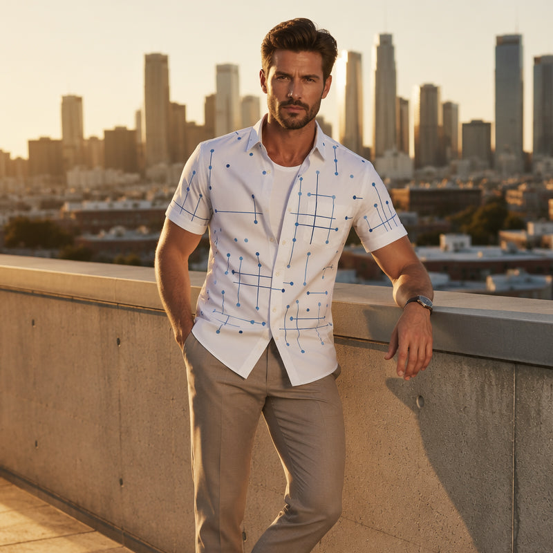 Camisa  de corte informal y estampado geométrico