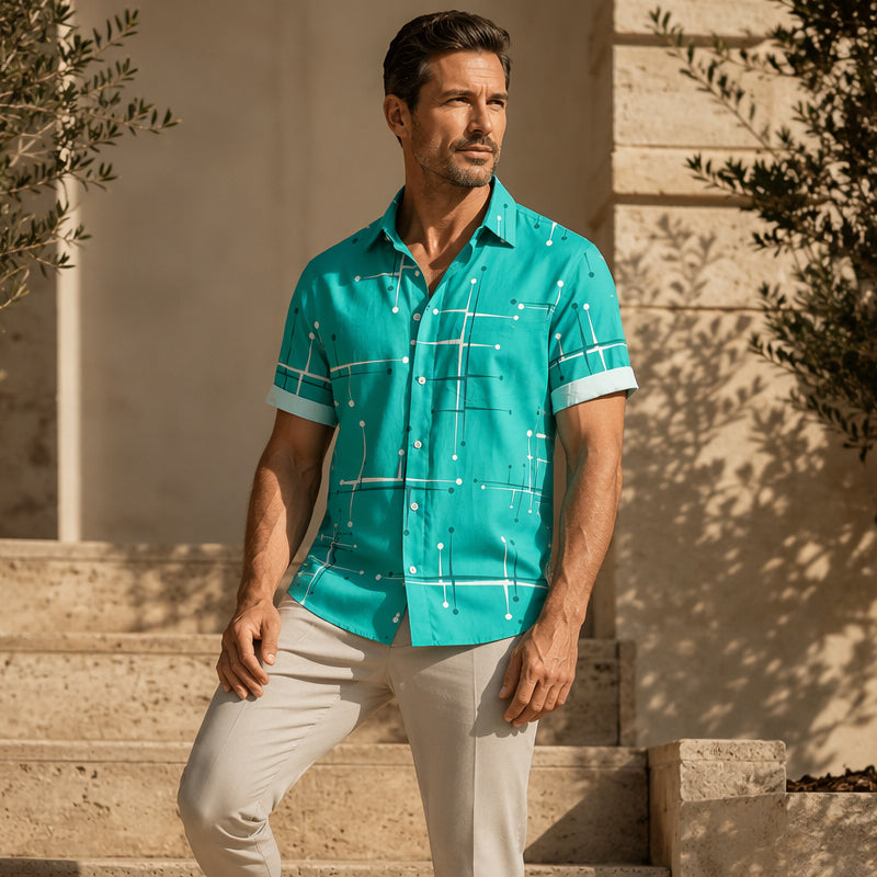 Camisa  de corte informal y estampado geométrico