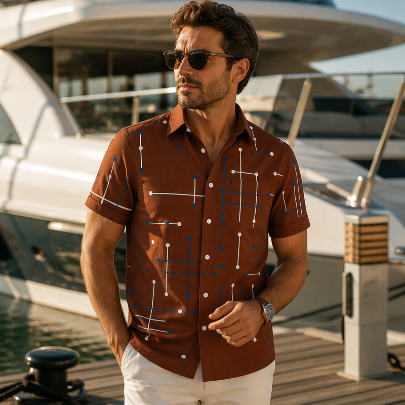Camisa  de corte informal y estampado geométrico